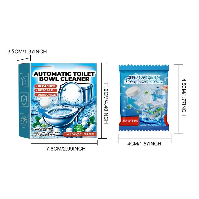 변기 클리너 태블릿 변기 청소 태블릿, 자동 변기 그릇 클리너, 오래 지속되는 변기 탈취 클리너, 12 개