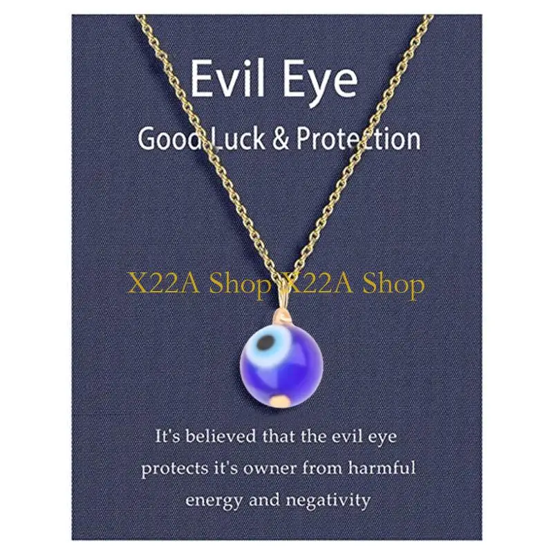 Unique Round Drop for Evil Eye Pendant Necklace Golden/Silver Chain Turkish Protect Lucky Necklace for Women Men Gifts
