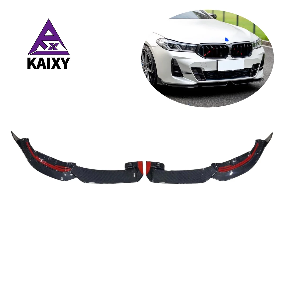 

KXY Real Carbon Fiber Front Lip Bumper Diffuser for BMW 6 Series GT G32 Lci Dry Carbon Front Splitter Lip