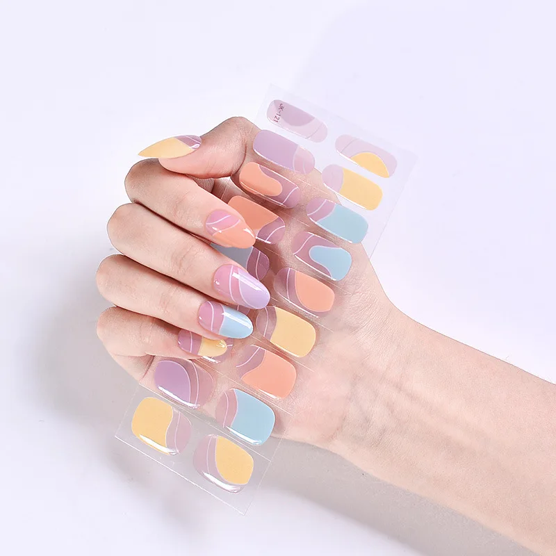 18 Tips Hot Girl Sweet Cool UV Phototherapy Semi-baked Gel Nail Art Sticker Nail Patches Full Cover