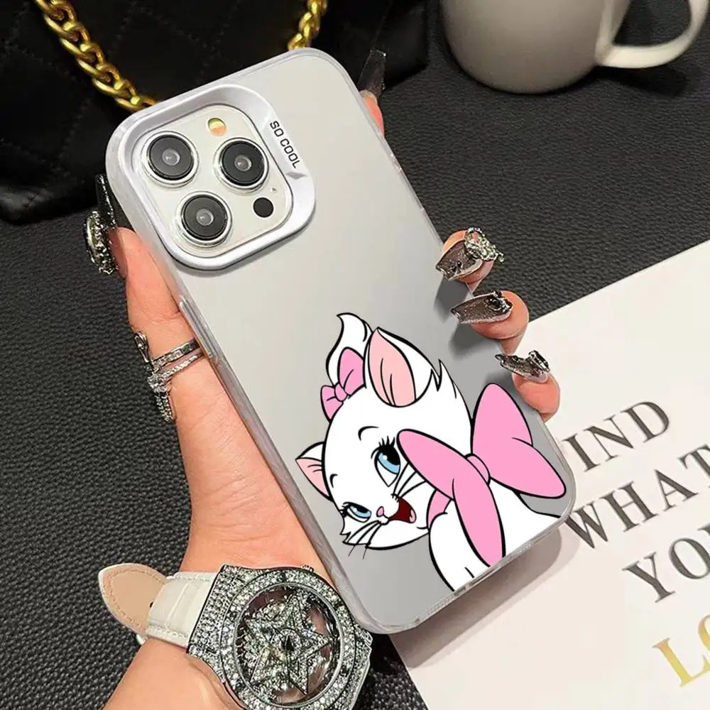 Cute Cartoon M-Marie-Cat Phone Case For IPhone 16 15 14 13 12 11 Pro Max Plus Color Shockproof Back Silver Cover