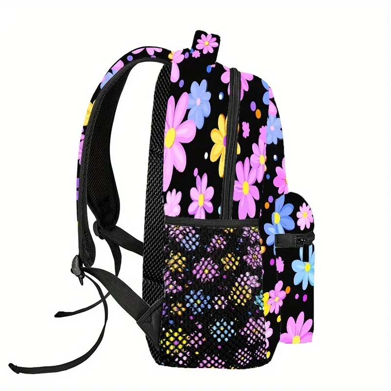 Custom Colorful Daisy Print Lightweight Foldable Backpack with Adjustable Straps, Large Capacity Multi-Layer Laptop Bag