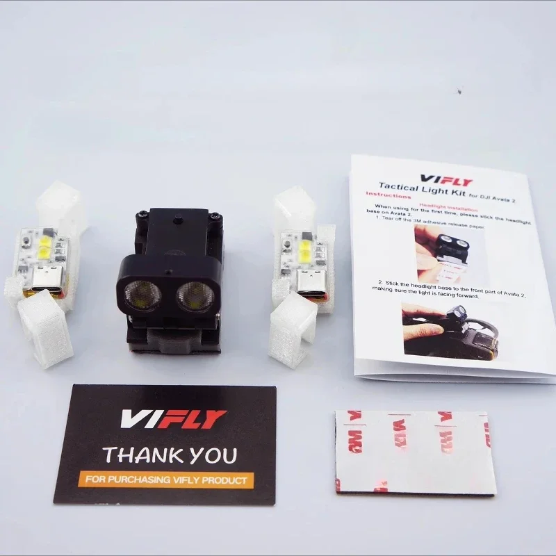 VIFLY Search Light Kit 3 High Bright LED Full View Spotlight Night Exploration Lamp Custom Fit for DJI Avata 2 Drone