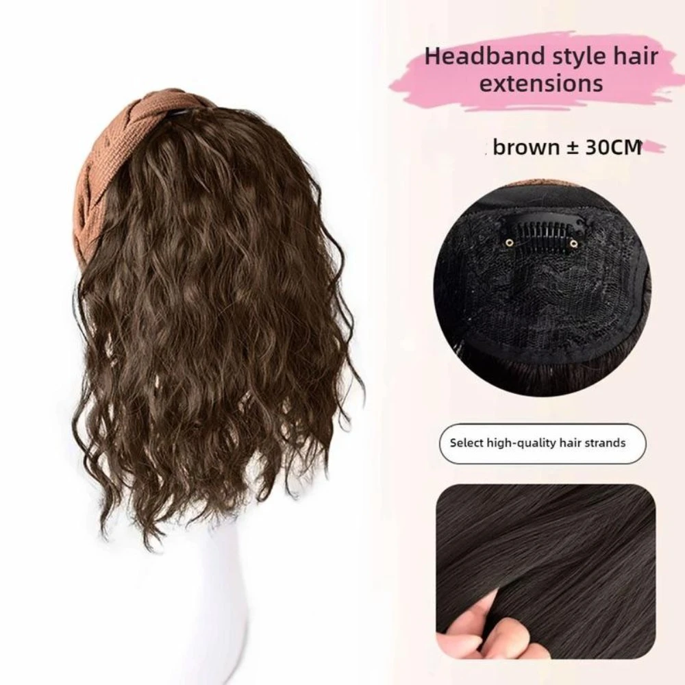 

New Long Wavy Curly Headband Hair Extension Natural Wig Clip U-Shape Fake Half Wig Women