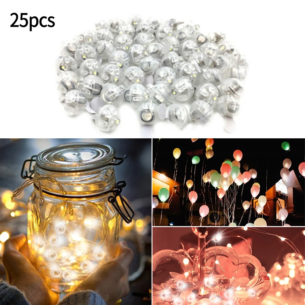 25Pcs LED Balloon Light Tiny Wireless Battery Craft Glow Mini Round Ball Lamp For Christmas Wedding Party DIY Home Office Decor