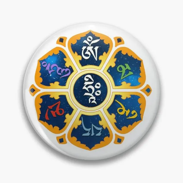 Om Mani Padme Hum Cosmic  Soft Button Pin Women Lapel Pin Jewelry Gift Lover Metal Collar Hat Creative Badge Brooch Funny