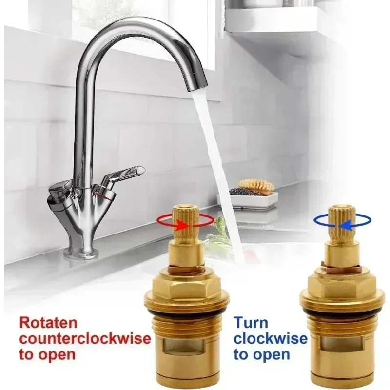Gasket Replacement Faucet Faucet Seal Repair Kit, Solid Brass，ceramic Faucet Barrels with 1/4 Turn and 20 Slots