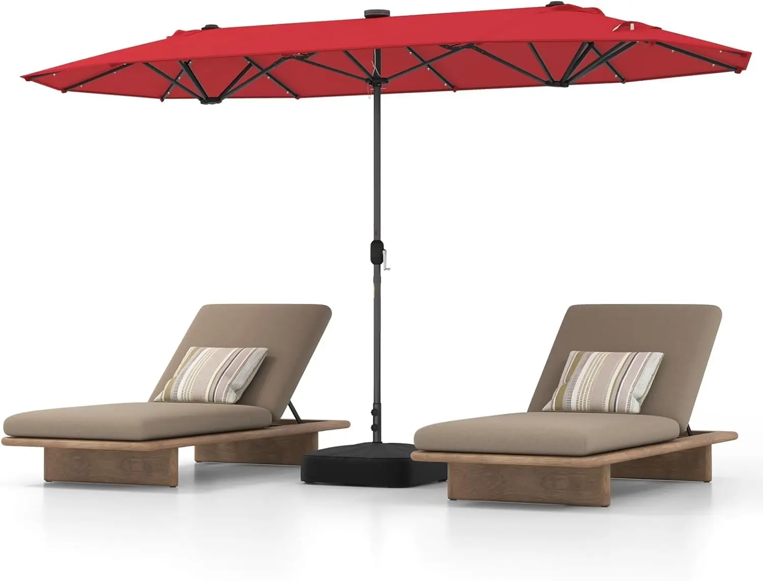 new Solar-Powered LED Patio Umbrella, 13 Feet Wide with Crank Lift, Includes Stand, Suitable for Outdoor Markets