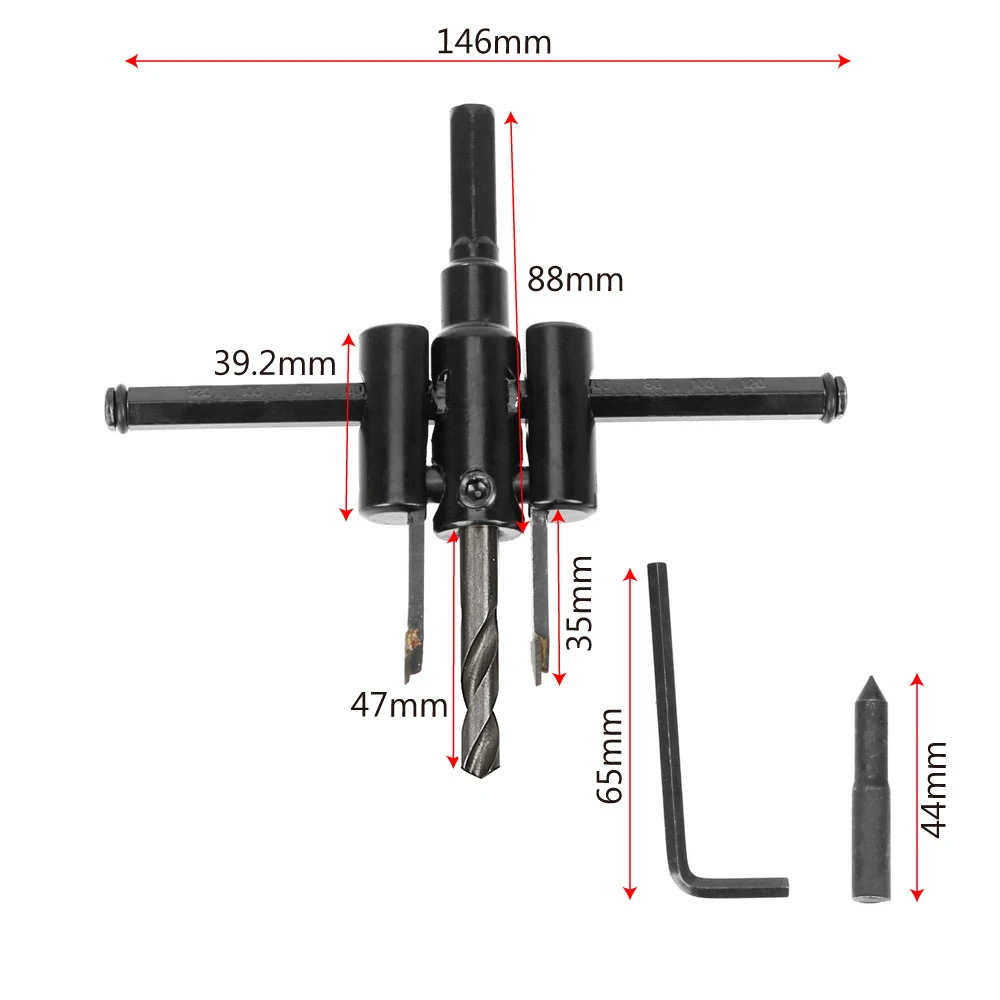 DIYWORK 40-120mm Wood Circle Hole Saw Cordless Drill Bit Adjustable Circle Cutter