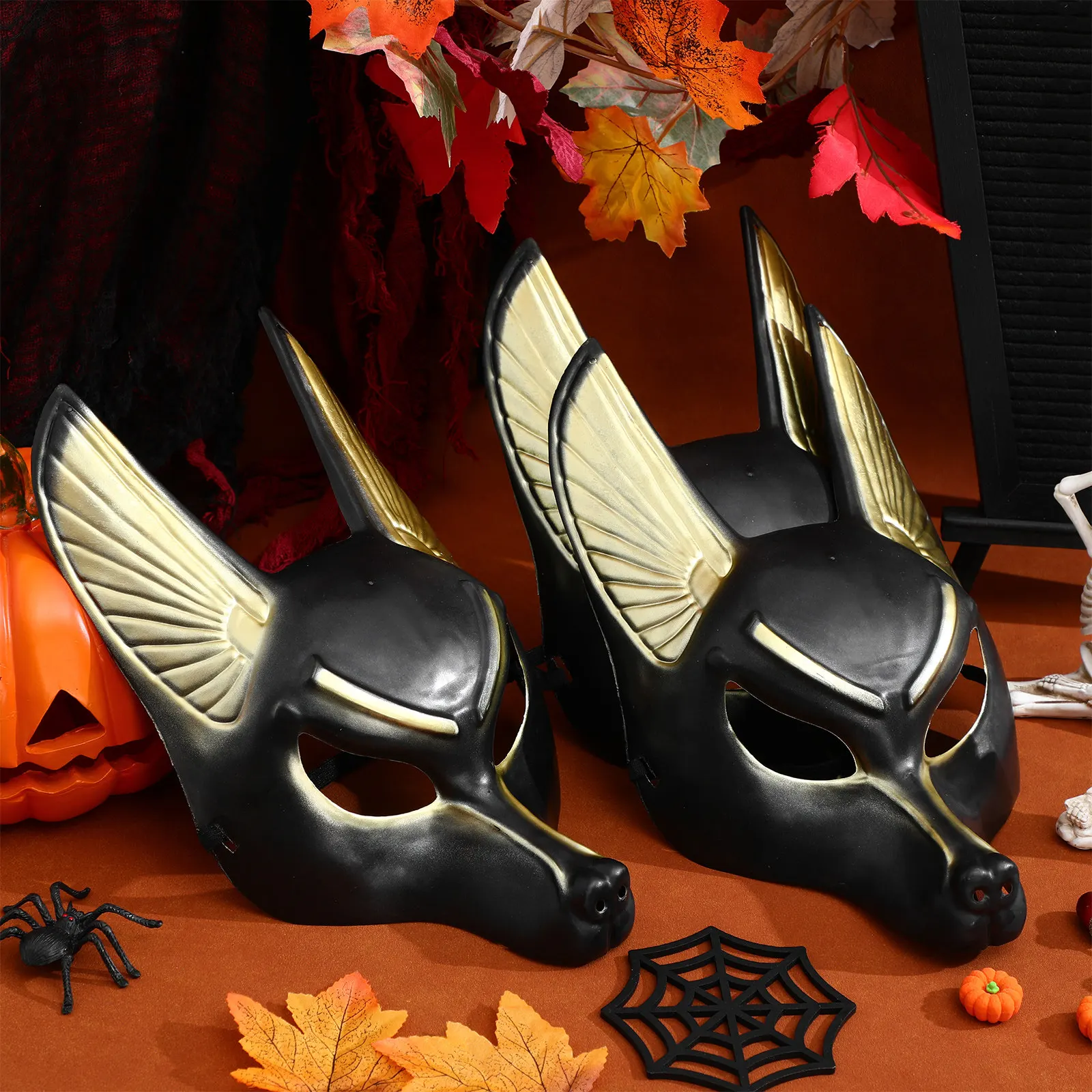 3Pcs Anubis Egyptian Mask High Detail Cosplay Halloween Costume Party Dress-Up Face Mask Costumes Dress-Up Face Masks