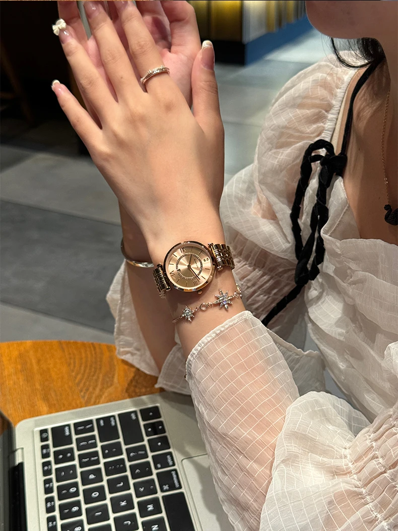 Повседневные кварцевые часы для женщин, элегантные простые женские часы с маленьким циферблатом и бриллиантами, платье, наручные часы