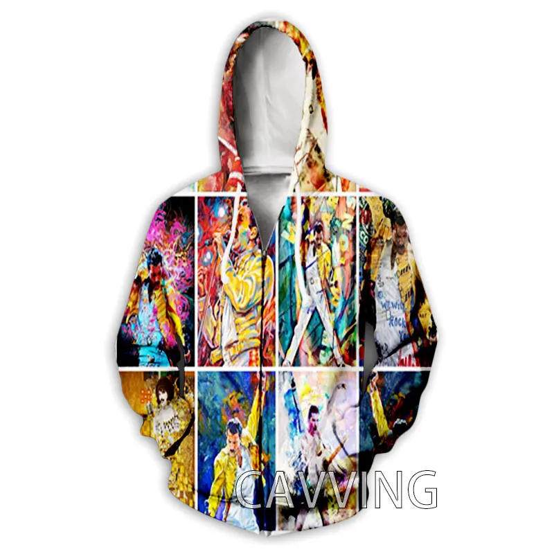 CAVVING 3D Printed Queen Rock Band Zipper Hoodies Zip Hooded Sweatshirt Harajuku Hoodie Sweatshirt for Men/women Z02