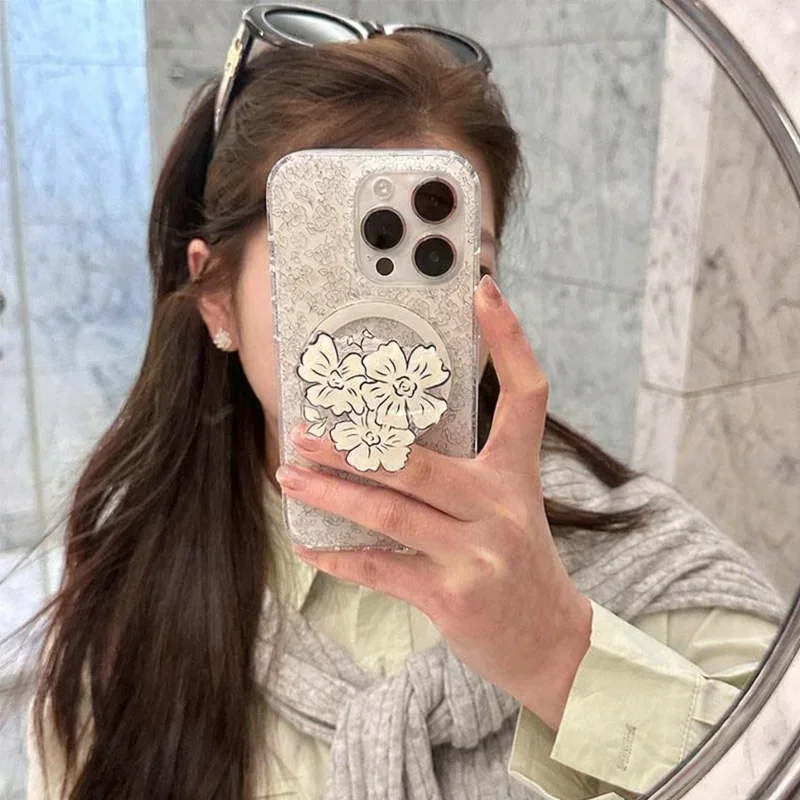 

Новый дизайн, корейский милый мультяшный цветок для Griptok Magsafe, держатель для телефона, подставка для кольца на палец, поддержка IPhone 17, кронштейн для девочек