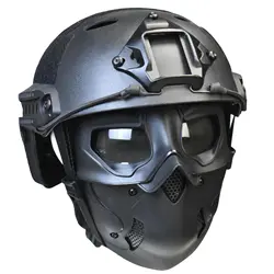 Tactical Airsoft Helmet, with Full Face Protective Breathable Mask and NVG Bracket, for Paintball CS Cosplay Halloween Mask