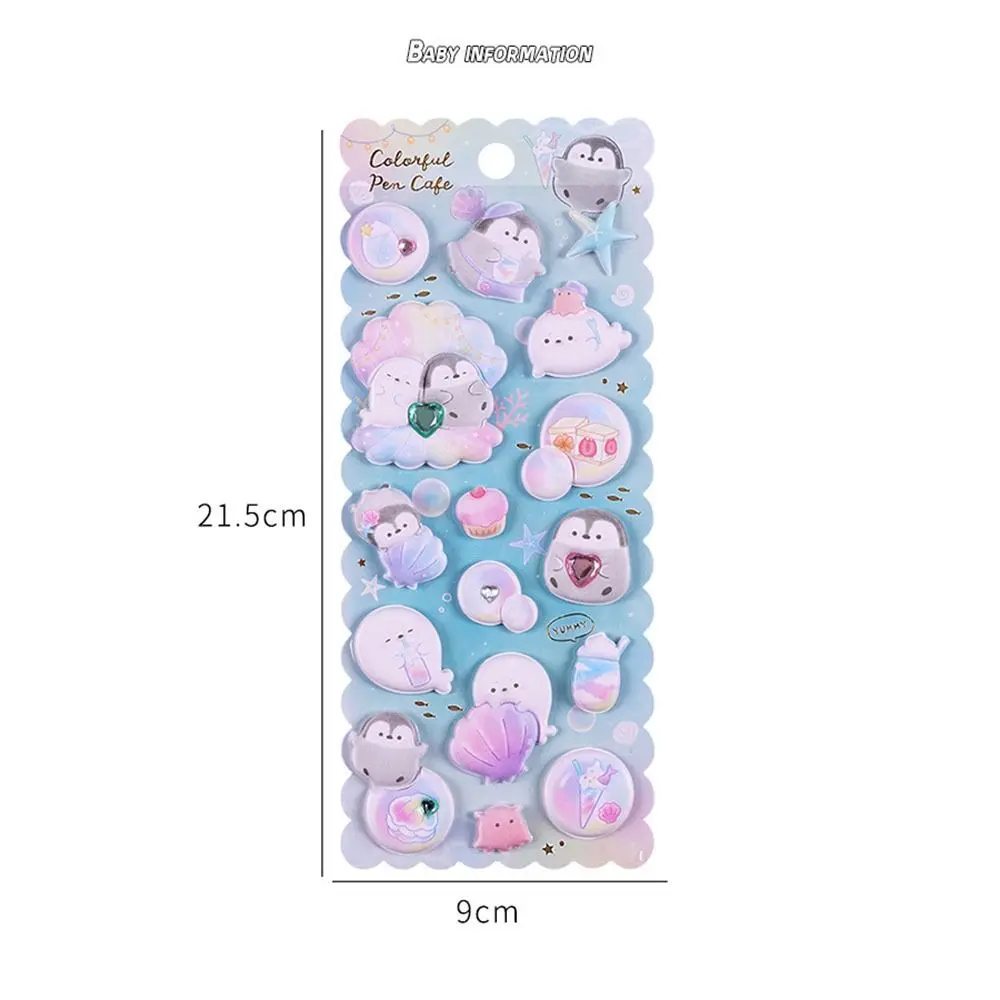 Kawaii Penguin Pegasus Pattern Stickers Paper Funny 3D Puffy Sticker Reusable Hand Ledger Cartoon Decoration Stickers Reward