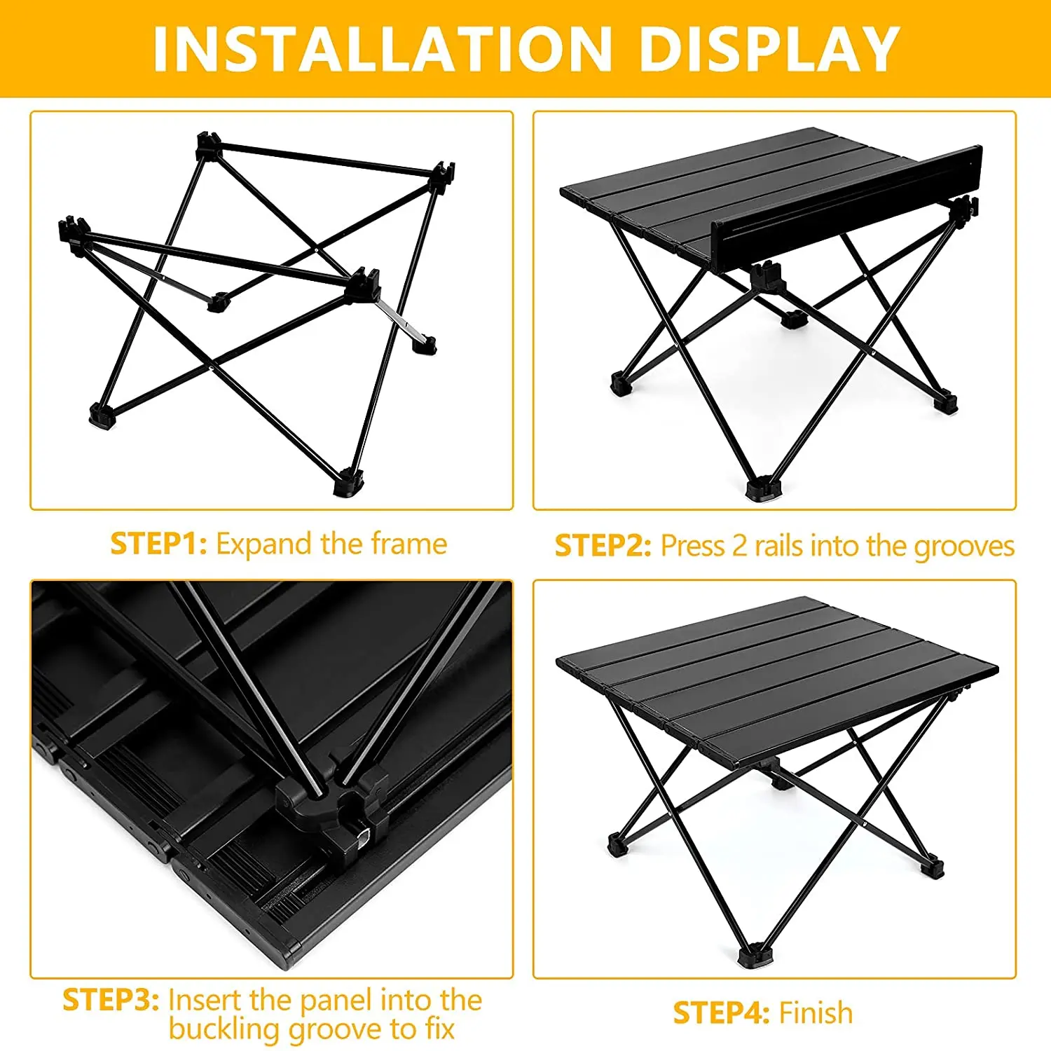 Outdoor picnic folding roll top table wood aluminum camping portable adjustable lightweight table