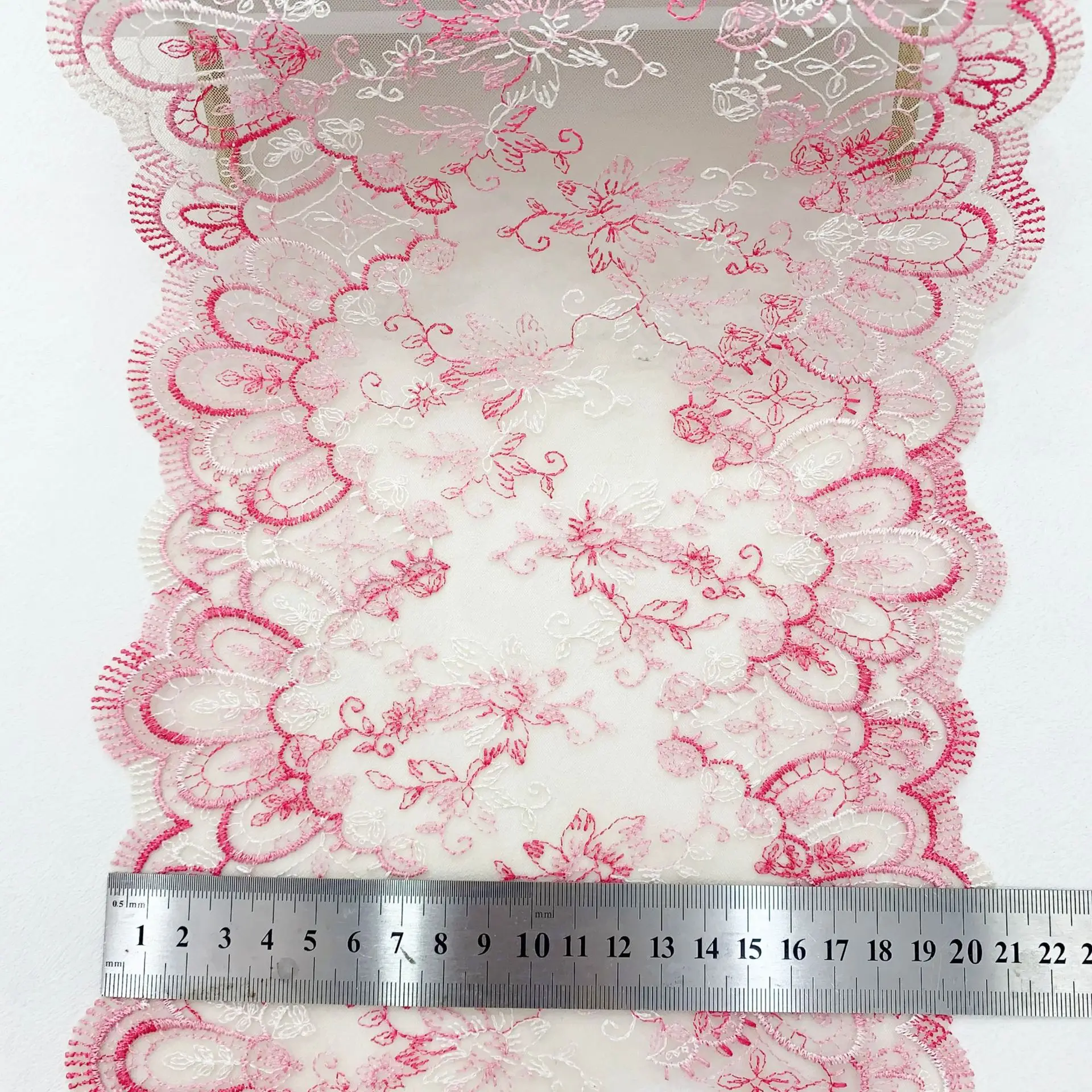 1/3 Yarda de tela de encaje bordada con flores, tela de poliéster prensada para decoración DIY, accesorios y decoración.