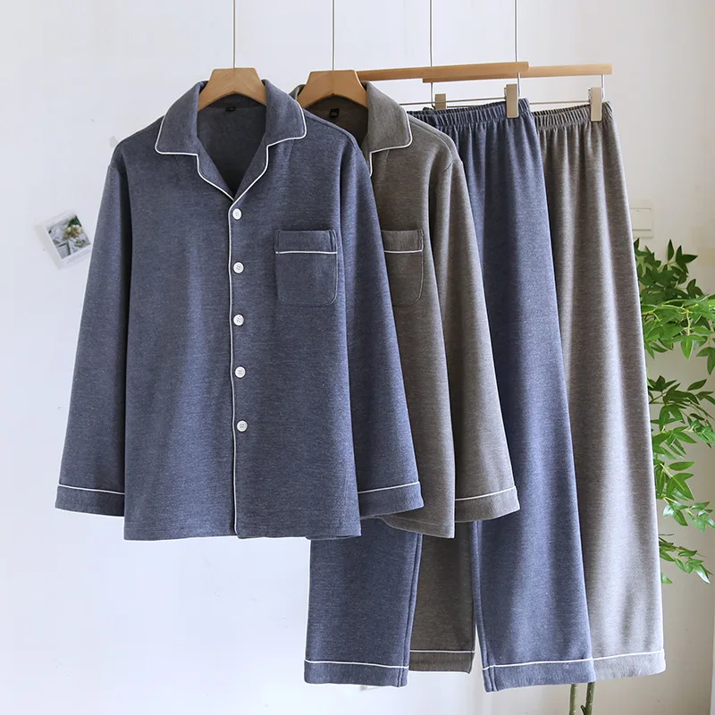 

Утепленный флисовый теплый домашний костюм для мужчин: осенне-зимний, однотонный, простой, повседневный, с длинным рукавом, свободного кроя, больших размеров, комплект