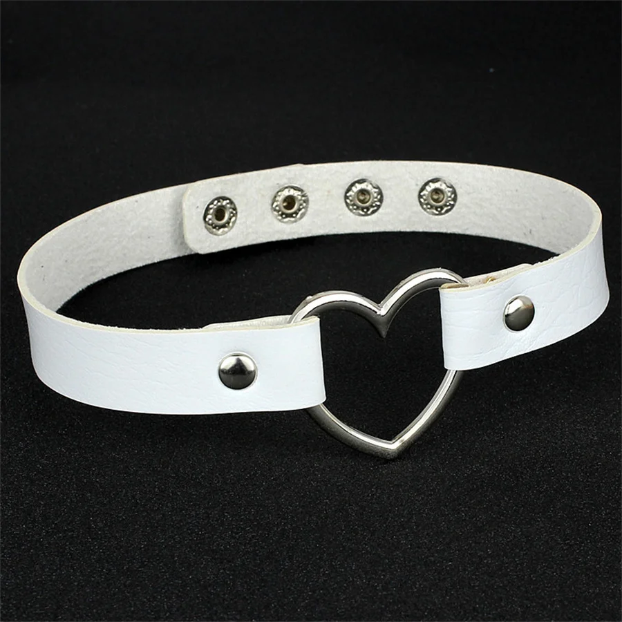 PU Leather Choker BDSM Bondage Neck Restraints Slave Fetish Sexy Gothic Punk Love Heart Choker Sex Toys Exotic Accessories