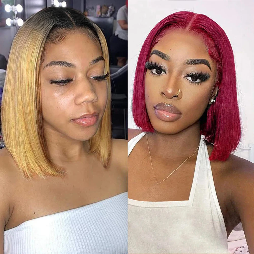 

Bob Straight Lace Front Remy Hair Wig Remy Hair Pre Plucked 99J 13x4 Lace Front Human Hair Wig 1B30 Bob Wig Ombre Short Bob Wigs