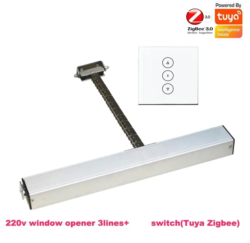 tuya zigbee or wifi 220VAC 3 wires electric automatic chain window shutter opener drive actuator stroke length 200mm 300mm 400mm