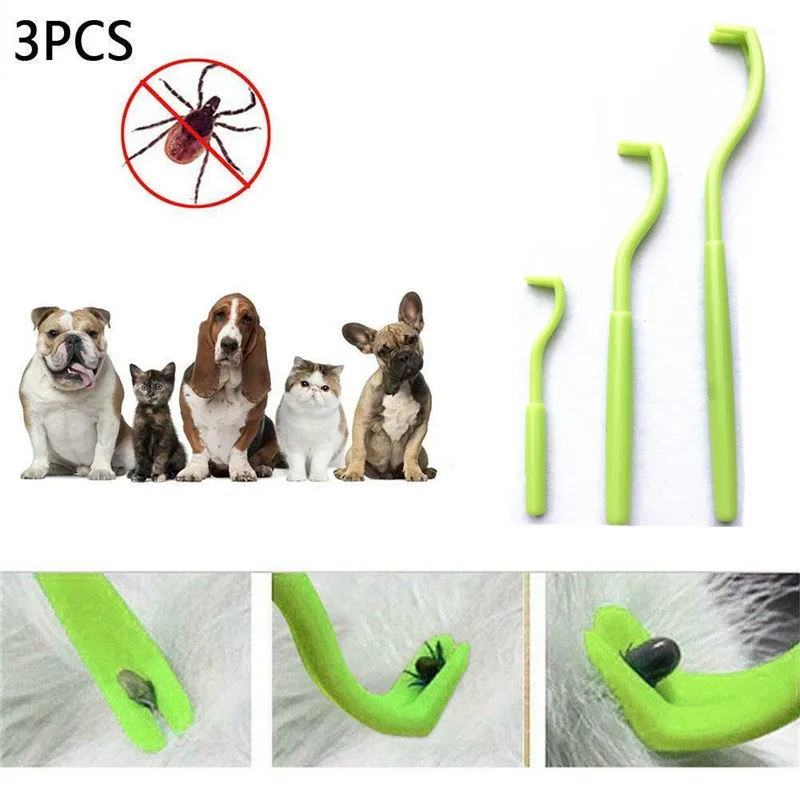 3Pcs Tick Remover Pincet Vlo Remover Haak Tick Pull Pet Kat Hond Accessaries Tick Tool Huisdier Mijten Flea Extractor