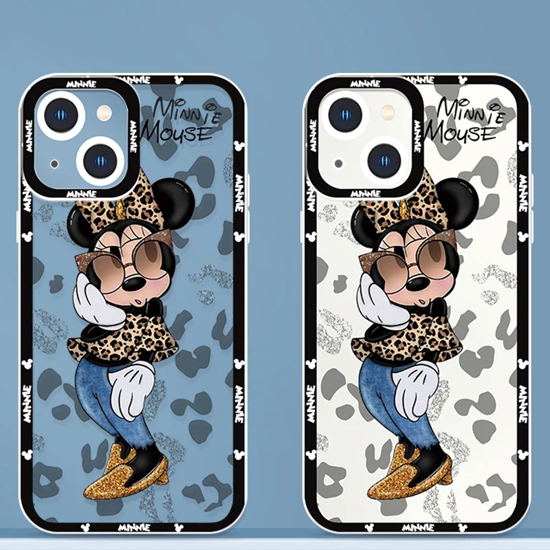 Fashion Minnie Mickey For Apple iPhone 15 14 13 12 11 X XR XS MAX 8 7 6 Pro Plus Angel Eyes Transparent Phone Case Coque Capa