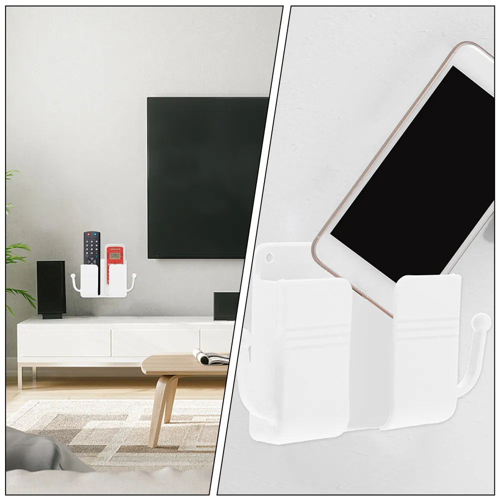 2Pcs Wall Remote Controller Holder Sticky Nail-Free Bedside Mobile Phone Rack Shower Phone Holder Organizer Shelf