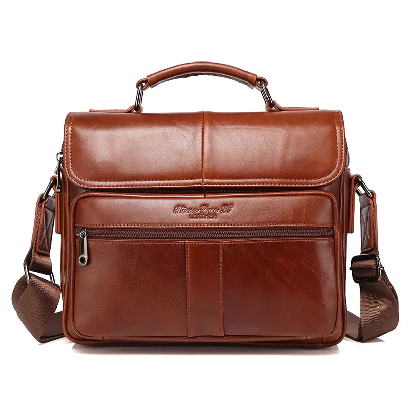 Sac messager en cuir de vache véritable vintage pour hommes, sac à main de grande capacité, étui à bombes, fichier de luxe, lancé masculin