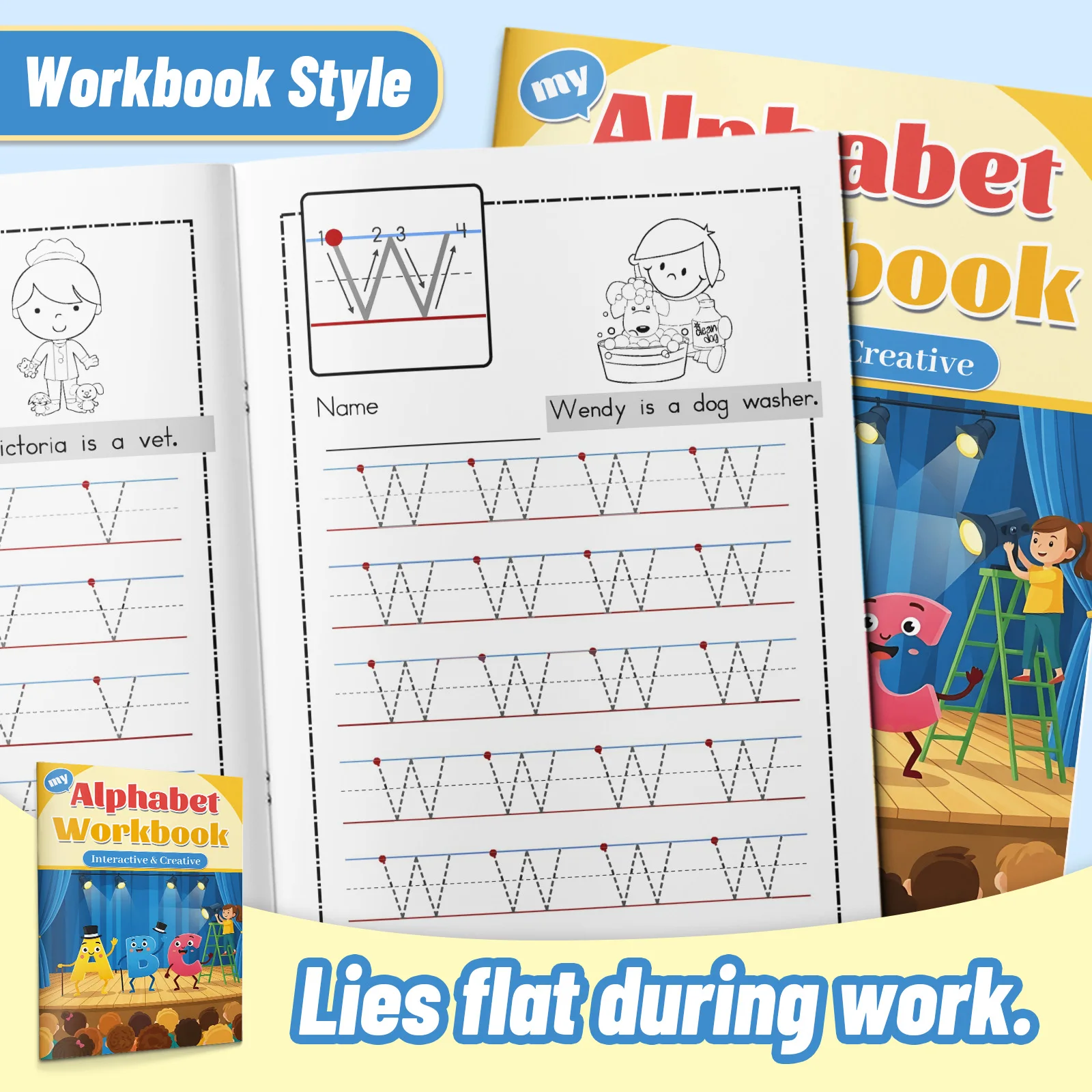 Children's alphabet coloring book, cute cartoon patterns, preschool early education workbook, boost your baby's hands-on skills