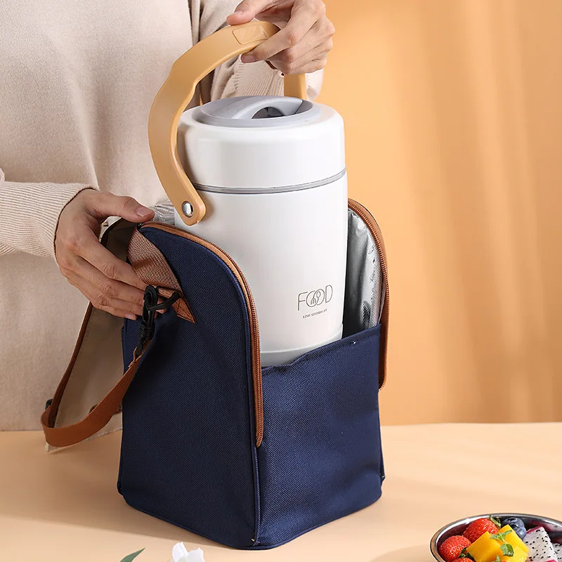 Waterproof Thermal Crossbody Lunch Box Bag Portable Insulated Food Bento Cooler Shoulder Bags Storage Container for Kids Women