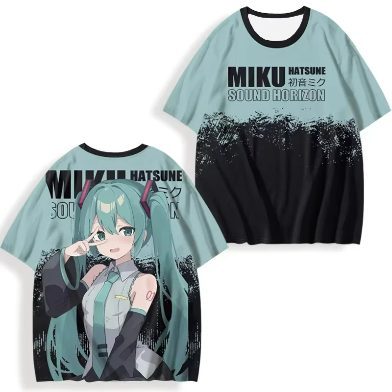 Hatsune Miku Drukowane 3D Damskie Koszulki Anime z Krótkim Rękawem Letnie Codzienne Modne Sportowe Koszulki Y2K Unisex