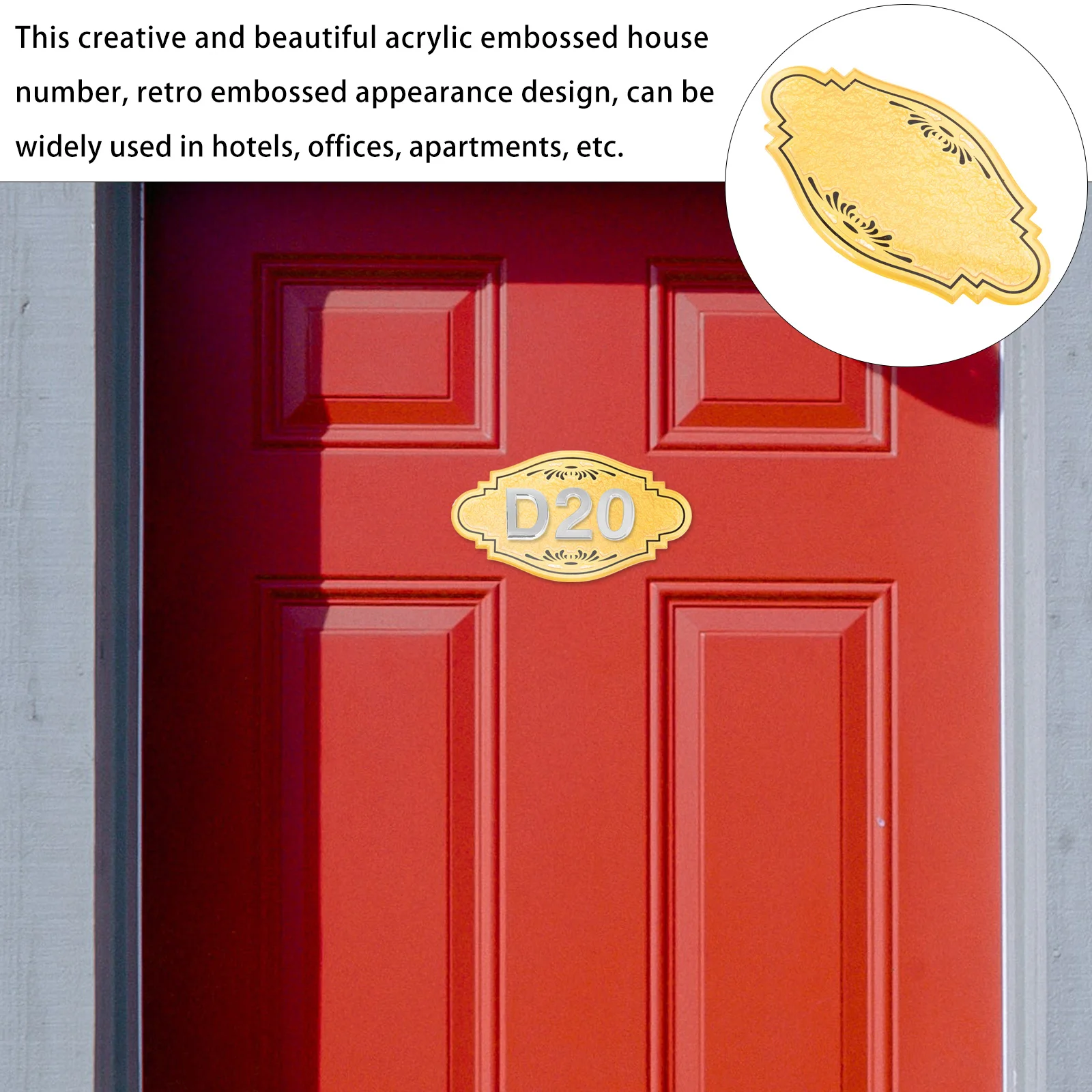 

4 Pcs Plaque Embossed Room Gate Shop Sign Acrylic 3D Embossment Door Office
