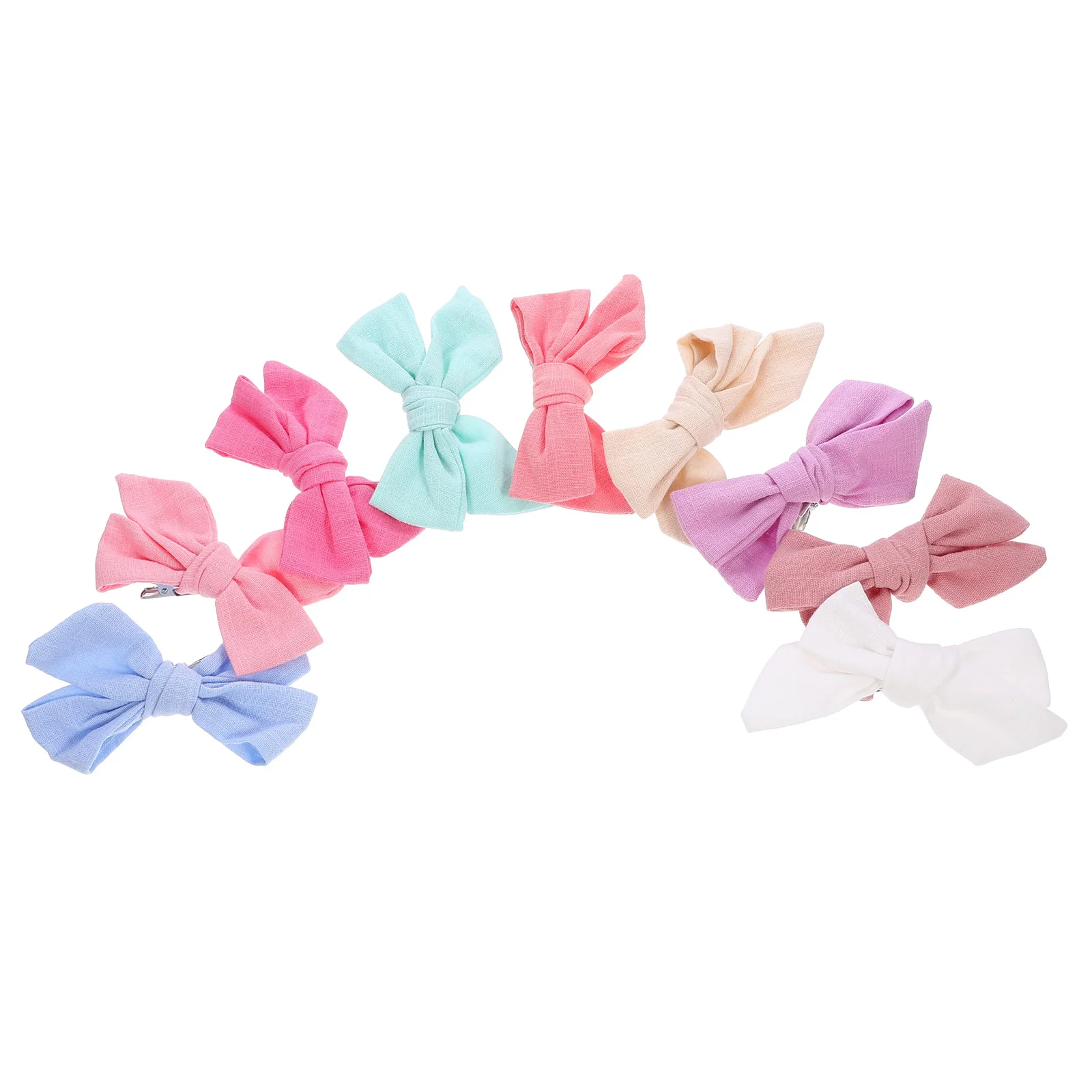 

9 Pcs Bow Hairpin Baby Bows For Girls Accessories Bamboo Clip Cotton Linen Toddler