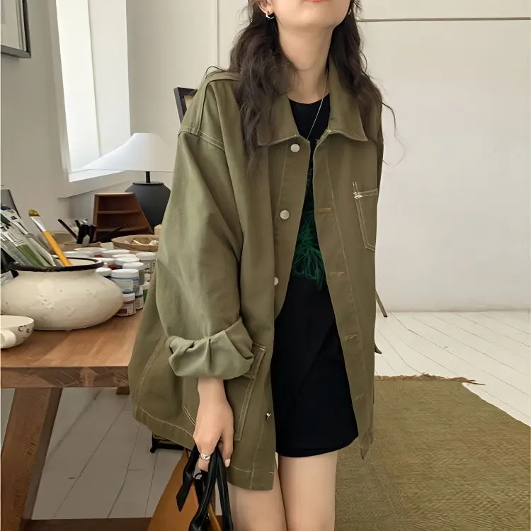 

Denim Coat Unique Spring Summer Woman Jacket Womens Fall Corduroy Wide Ribbed Snap Button Sportswear Waistband Outcoats Jackets