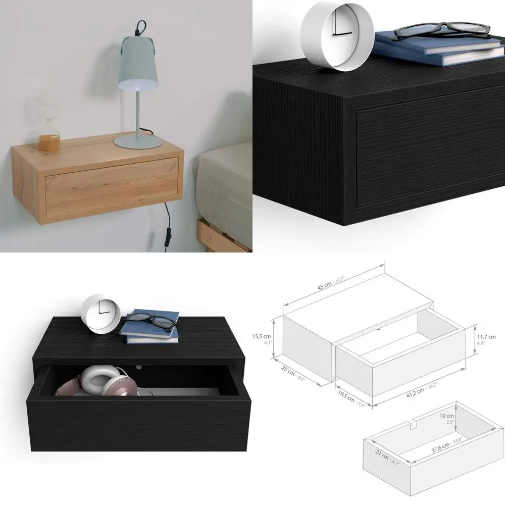 

Italian Crafted Ashwood Black Floating Nightstand