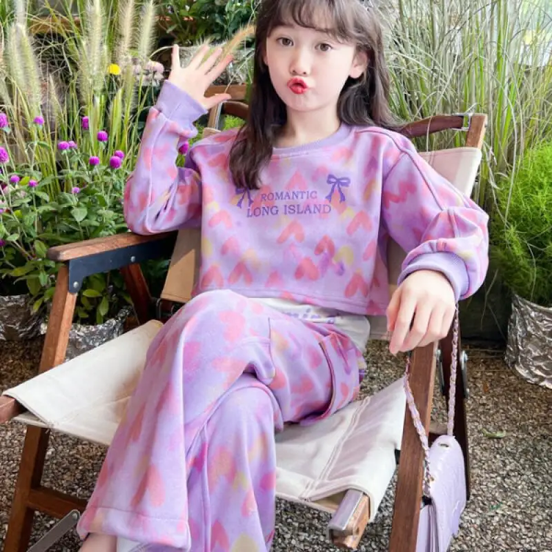 

Kawaii модный пуловер для девочек, жилет и брюки, комплект, студенческий весенне-осенний повседневный топ с героями мультфильмов, длинные штаны, комплект из 3 предметов, детская одежда