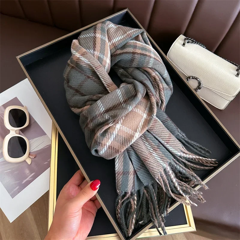 British Cashmere Imitation Fashion Hijabs Scarf Women Men Autumn Winter Warm Thickening Wraps Scarves Unisex Shawl Neckerchief