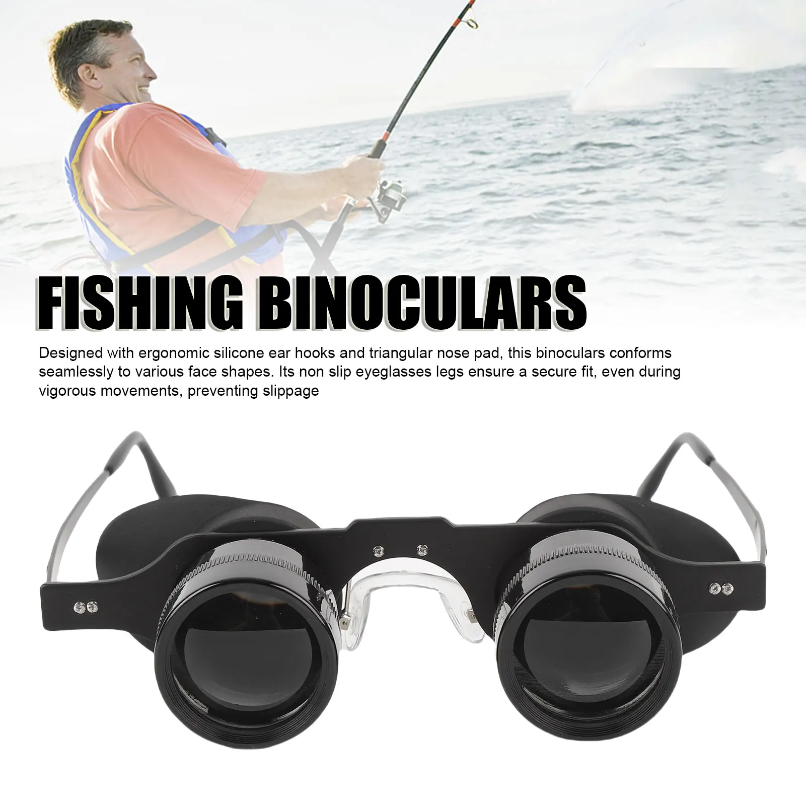Wearable Binoculars HD 10X Magnification Multipurpose Folding Eyeglasses for Fishing Concert Events 10X Magnification Binoculars