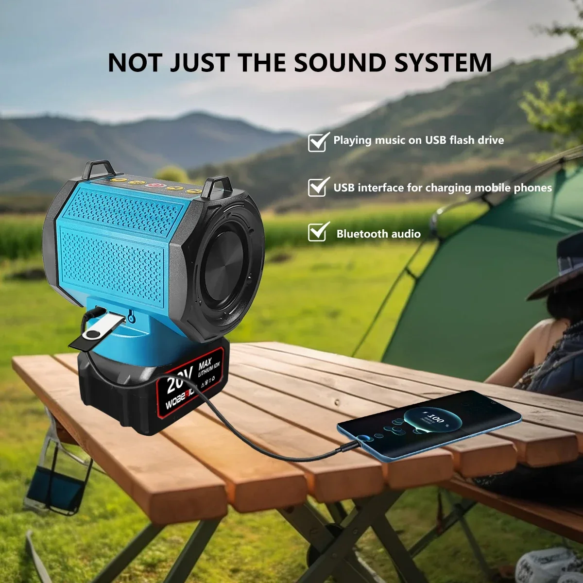 ลําโพงไร้สายลําโพงที่รองรับ Bluetooth สําหรับ Makita 18V 20V Li-Ion แบตเตอรี่ชาร์จสําหรับโทรศัพท์