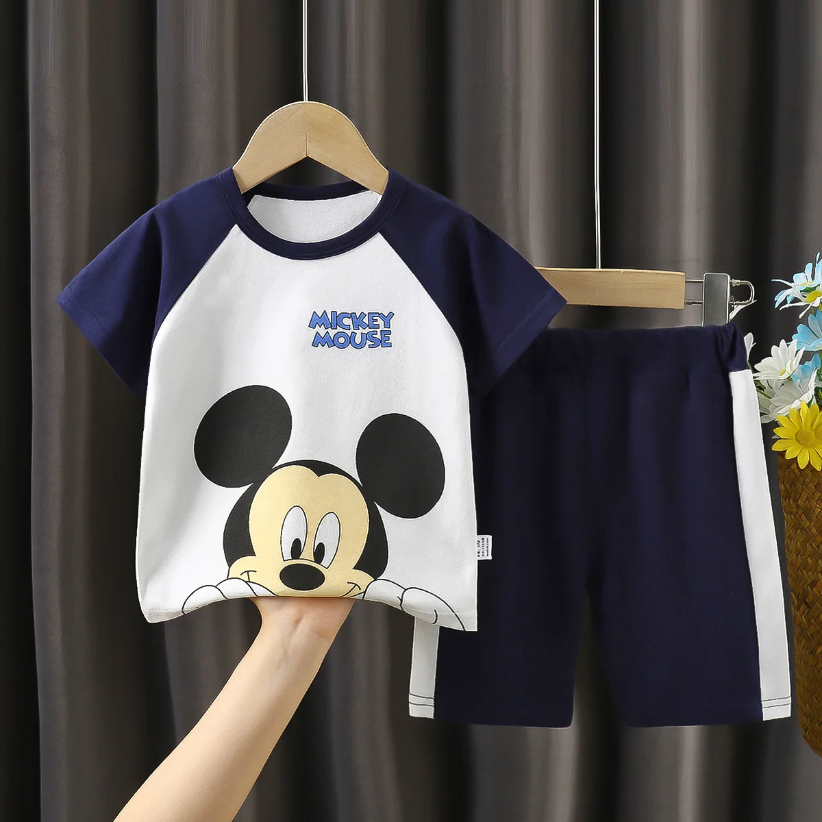 Mickey Short Sleeve Suit For Baby Clothes Summer T-shirt Set Children's Wear Cartoon Cotton Kids Tracksuit 1 2 3 4 Year Old