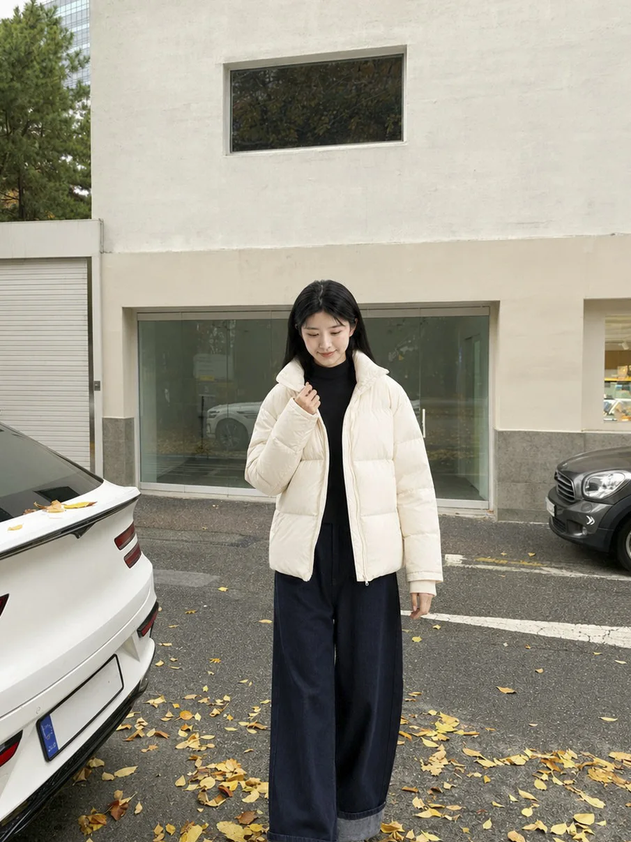 Winter Puff Fluffy Hooded Drawstring Down Jacket Women White Duck Down Solid Parker Outwears Female Thick Warm Bread Down Jacket