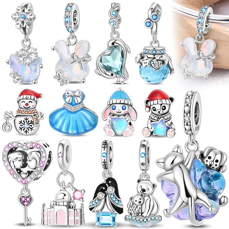 

925 sterling silver shiny love bear rabbit butterfly cat beads suitable for original bracelet pendant women's jewelry