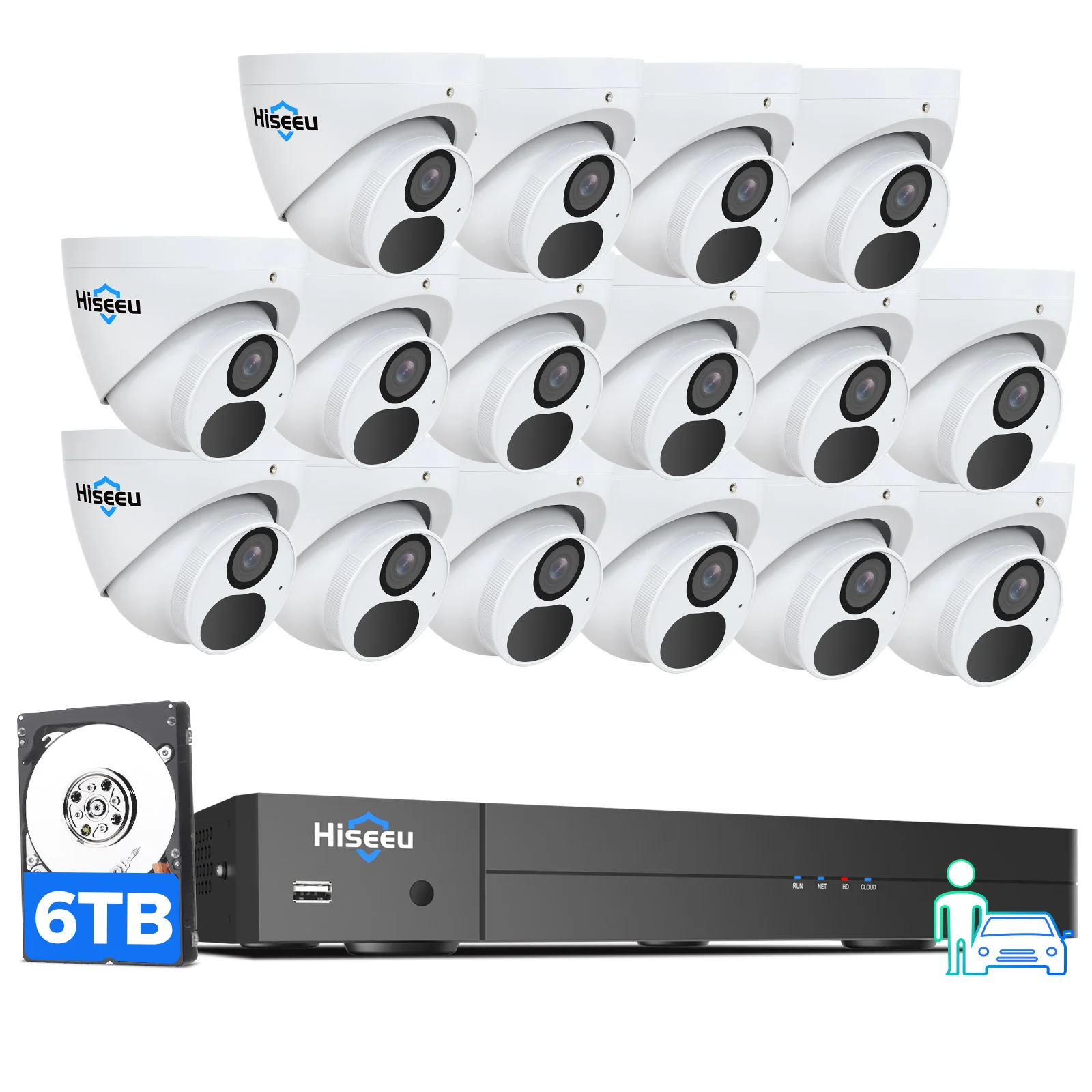 Hiseeu 4K 8MP 16CH cámara para matrícula estacionamiento domo interior Cctv Camara De Seguridad sistema De cámaras De seguridad cámara Ip