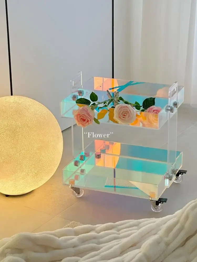 Acrylic Trolley Removable Cosmetics Snack Storage Storage Rack Side Table Bedroom Bedside Table