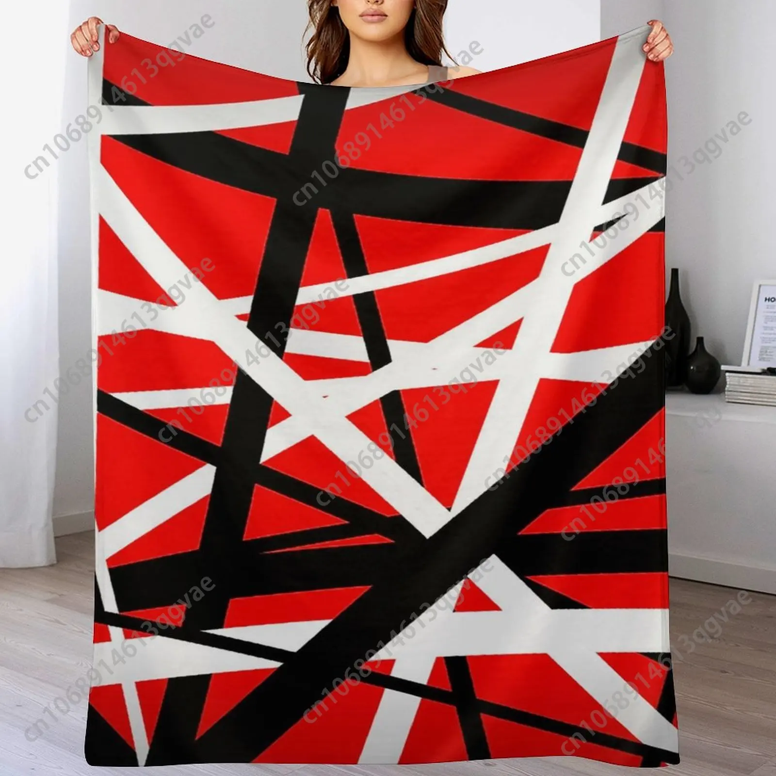 بطانيات Van Evh 5150 Stripes Halen الفانيلا ناعمة ومريحة ودافئة مثالية لقيلولة الشتاء والمنازل والمكاتب والسفر والتخييم