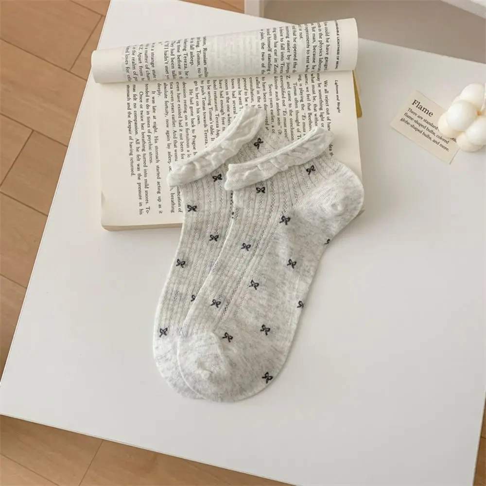 5Pairs Mode Mesh Boog Korte Sokken Ruche Ballet Stijl Zoete Sokjes Ademend Vrouwelijke Kousen Tube Sokken Vrouwen Streetwear