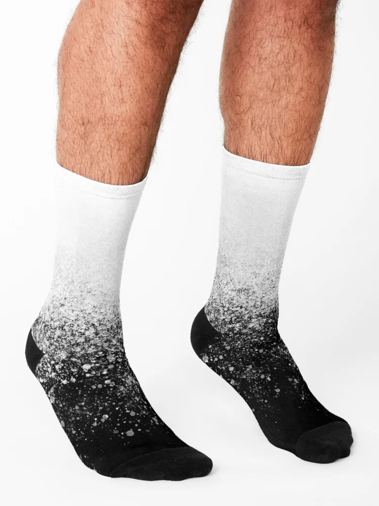 black and white fading paint drops - spray color splash background Socks