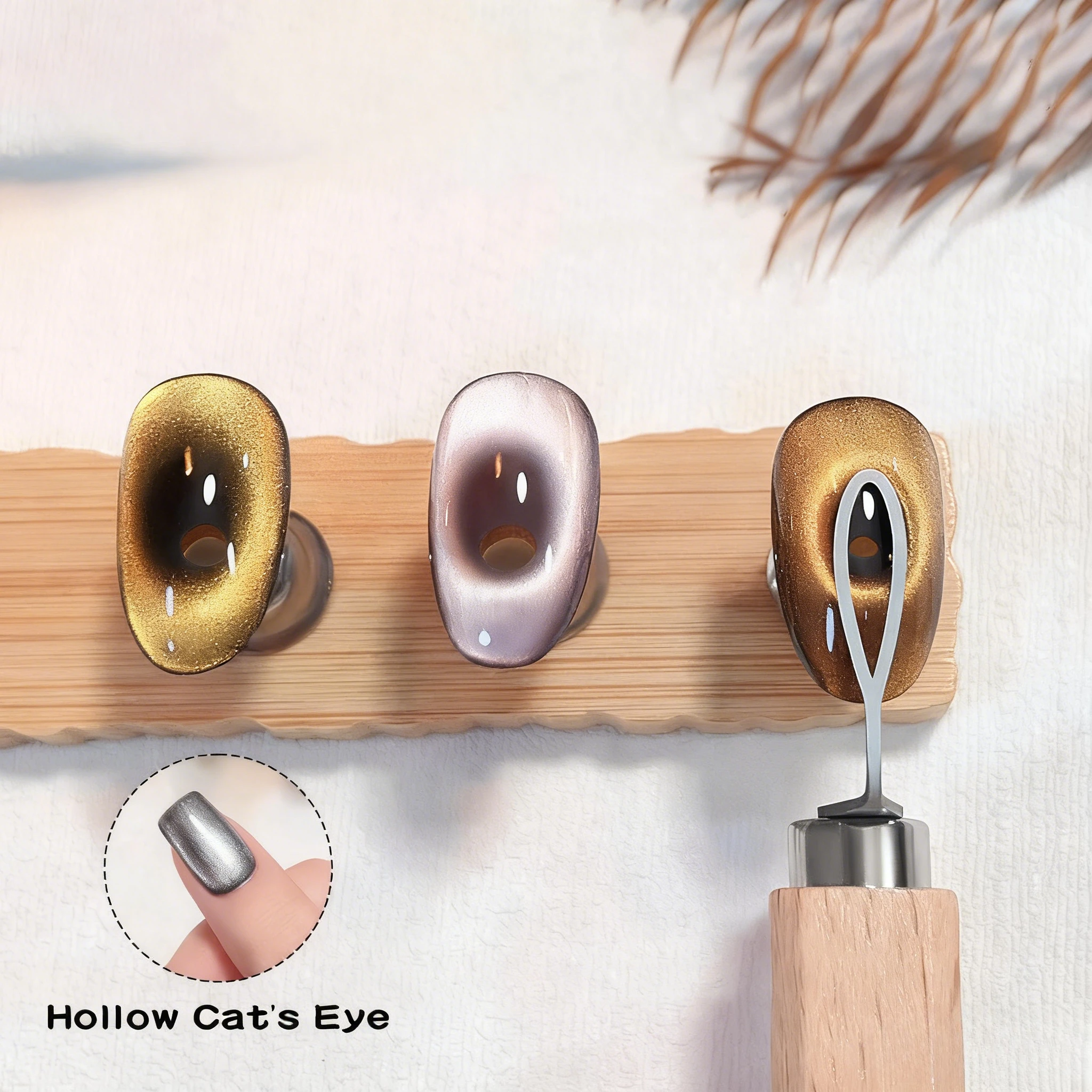 1/2pcs Oval Shaped Cat Eye Magnetic Auxiliary Tool Match with Nail Magnet Suck Hollow Cat Eye Nail Art Effect Nail Gel DIY Tool