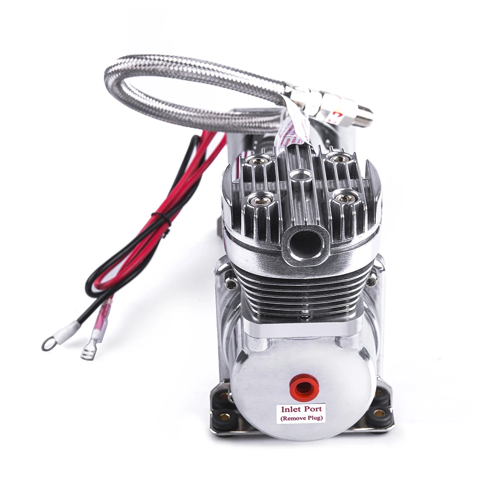 Universal High Efficiency 12V Silver Air Suspension Compressure Maximum Working Pressure 200PSI Outlet 1/4 NPT